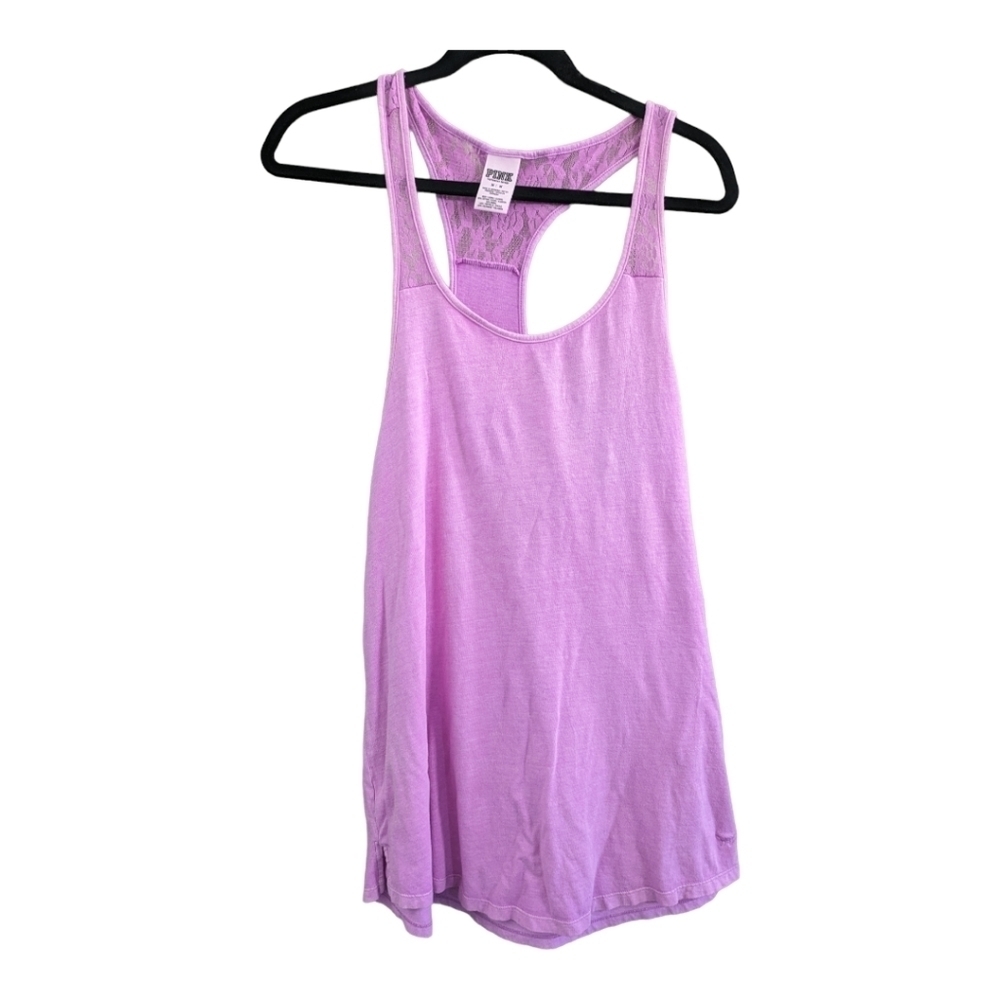 PINK Victoria's Secret lilac lace racer back tank Size Medium